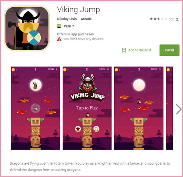 Viking Holde malware on google playstore, viking jump