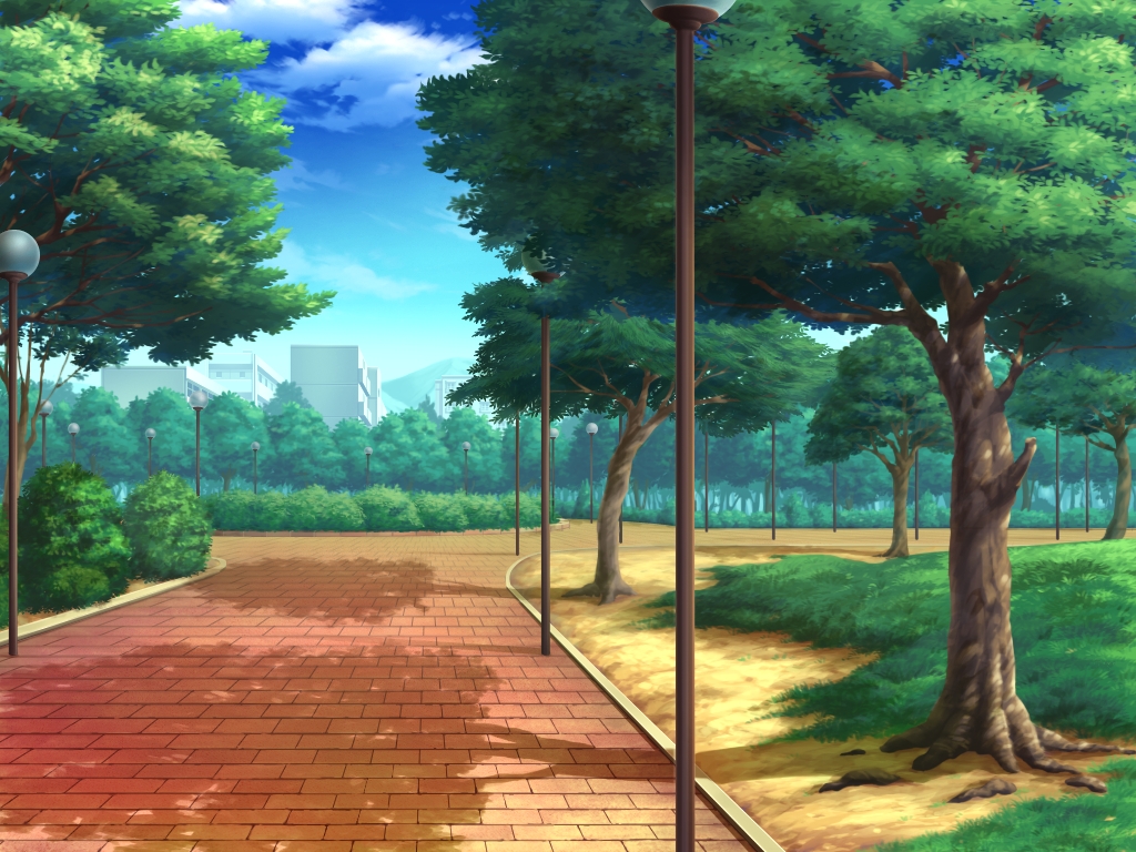 Anime Landscape: City Central Park (Anime Background)