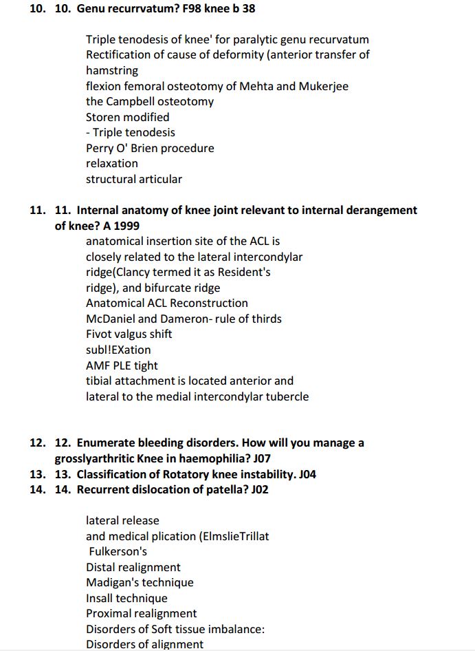 DNB orthopedics theory solved question papers answers question bank