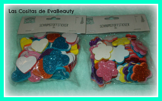 Bolsa decoraciones adhesivas goma eva con glitter tedi 