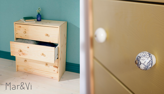 Ikea hacks: Cómoda Rast con tiradores de cerámica