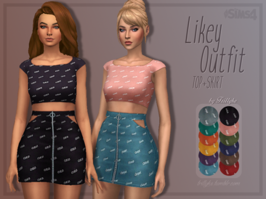 Sims 4 CC's - The Best: LIKEY OUTFIT (TOP + SKIRT) by Trillyke