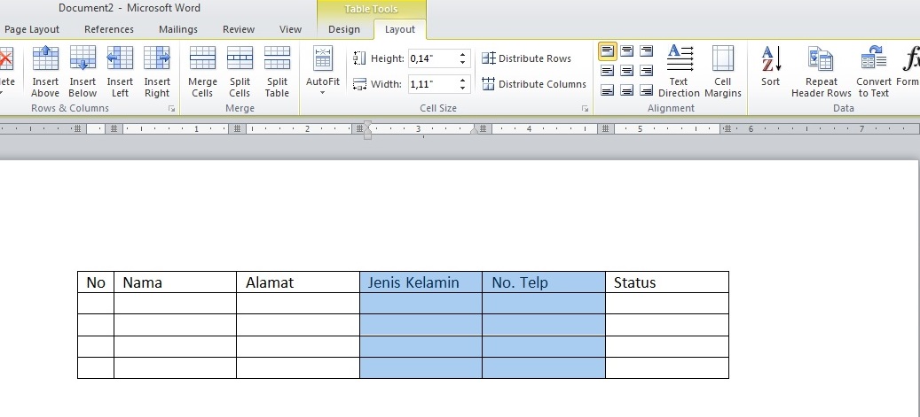 Mengubah Ukuran Baris Dan Kolom Tabel Di Ms Word Teknologi Informasi