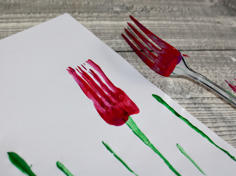 fork painting flowers