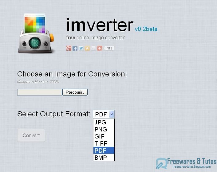 Imverter une application en ligne pour convertir ses images en