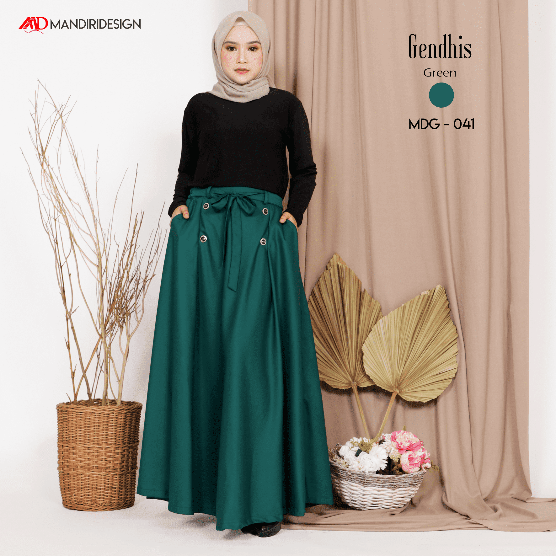 Baju Gamis Dewasa Gendhis Green MDG-041