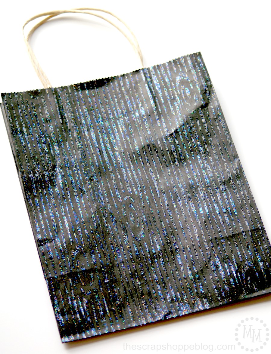 wood grain glitter gift bag