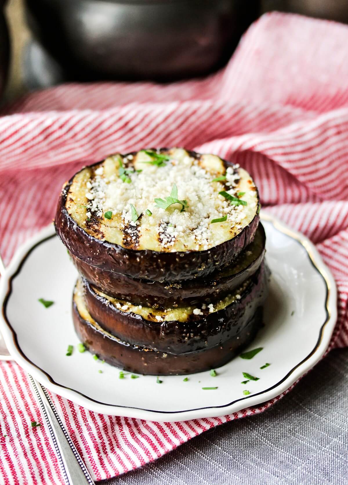 Grilled Eggplant with Garlic and Parmesan