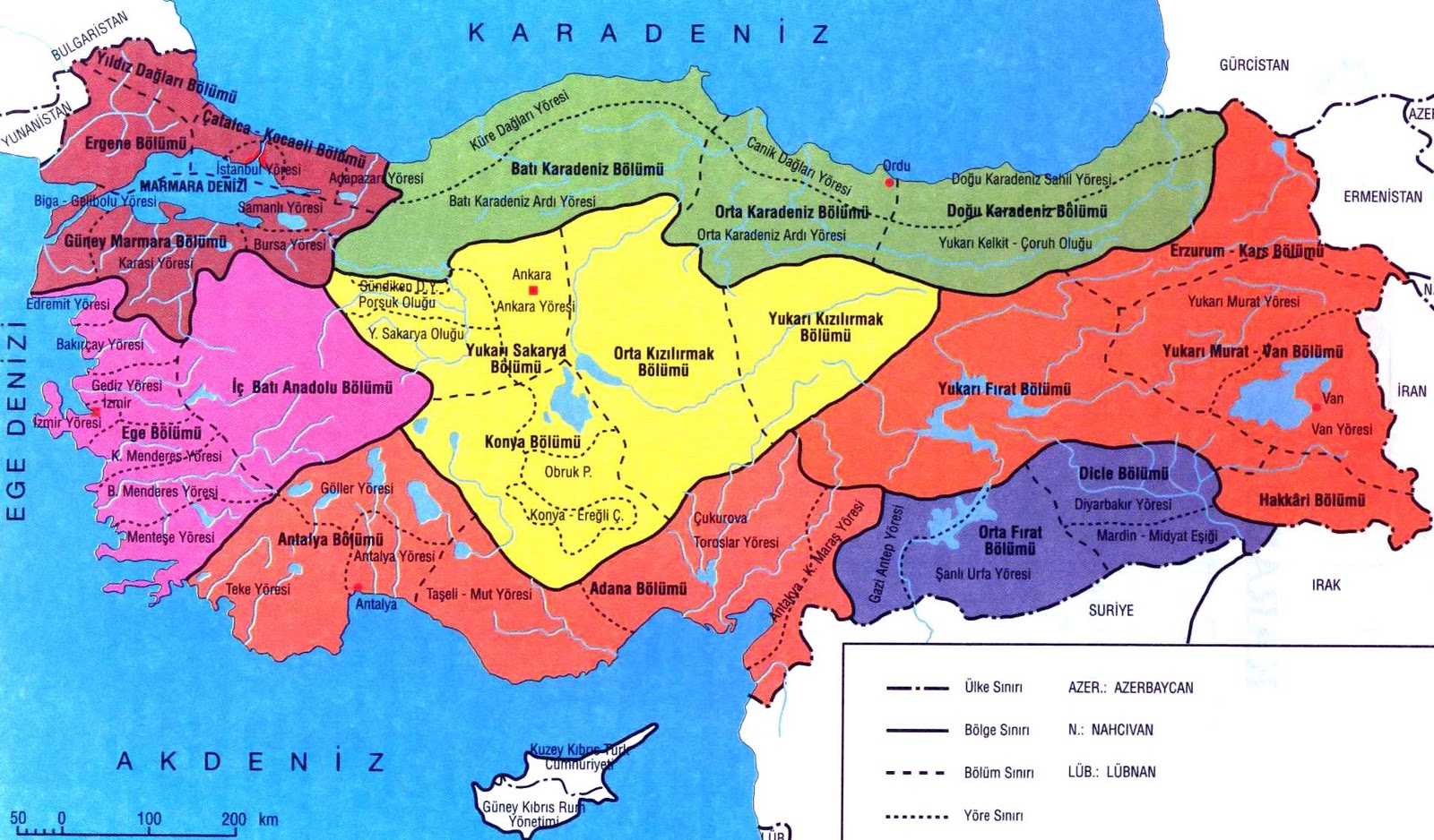 Türkiye Haritaları: Türkiye Bölgeler Haritası