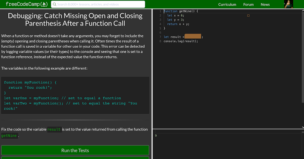 Just a Few Things.. Catch Missing Open and Closing Parenthesis After a