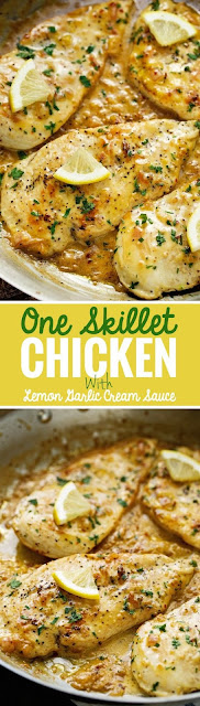 One Skillet Chicken With Lemon Garlic Cream Sauce