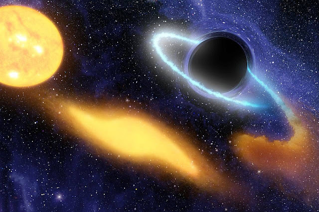 Чёрная дыра поглощает звезду (в представлении художника, NASA/JPL-Caltech)