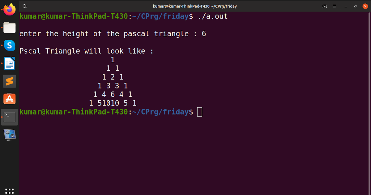 Pascal Triangle using 2D array