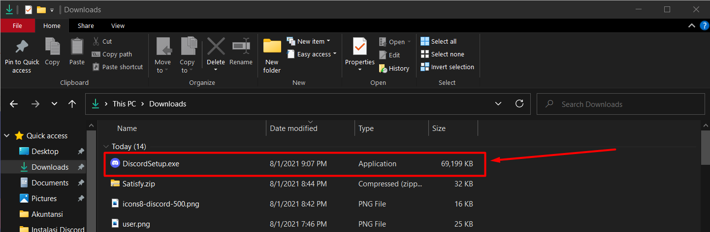 File Instalasi Discord