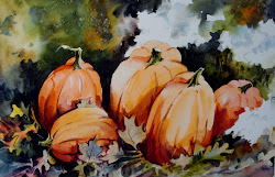 pumpkins mums step kathy rathburn los watercolor pumpkin october still watercolors halloween watercolorist fine paintworks daily