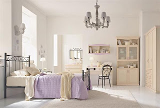 Bedroom Chandeliers in White Bedroom Interior