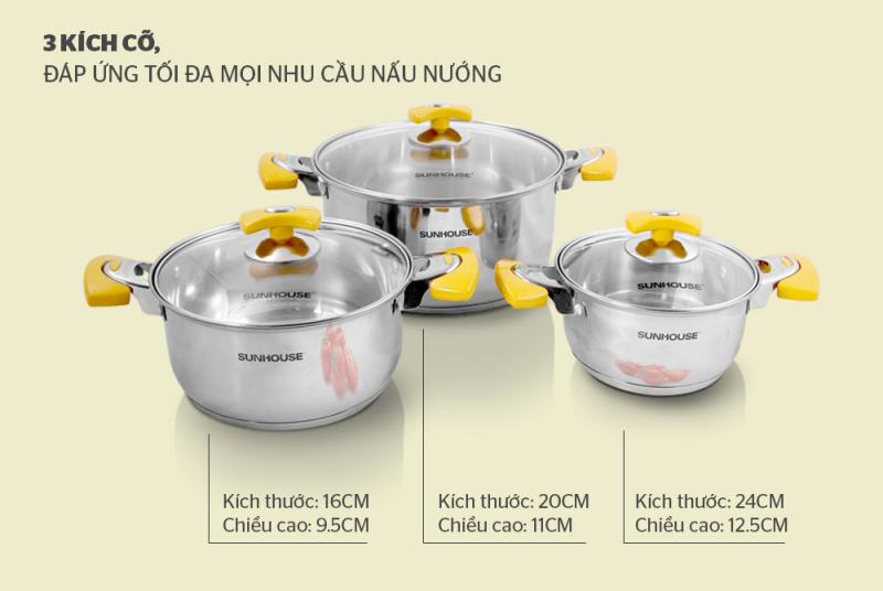 Bộ Nồi Inox 5 Đáy Sunhouse SH787