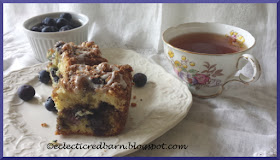 Eclectic Red Barn: Blueberries Coffee Cake with a Nut Streusel and Frosting