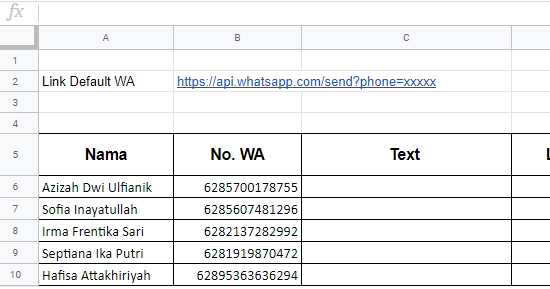Pesan WA ke Banyak Nomor dengan Isi Text Otomatis
