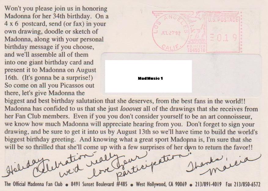 MADMUSIC1 My Madonna Collection POSTCARD Official Icon