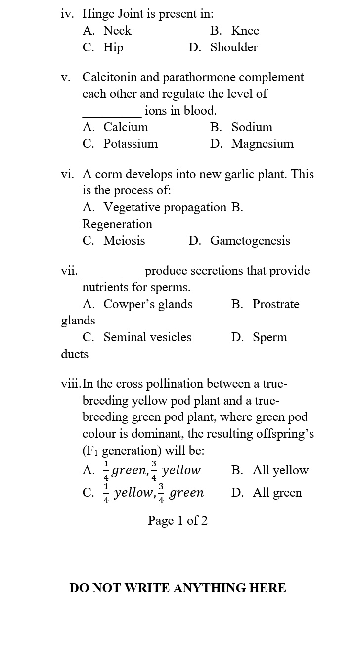 Fbise class 10 Biology model paper new with pattern class 10 SSC II