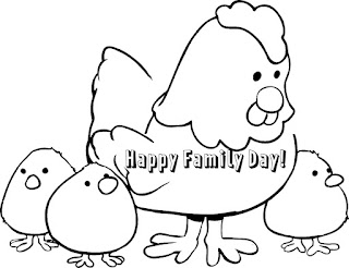 Coloring page of happy family day greeting cards