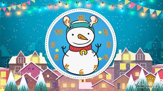 Merry Christmas Snowman Clock