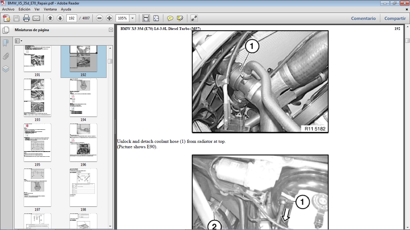 Manuales de Taller de BMW BMW X5 35d E70 con motor M57 L6 3.0L