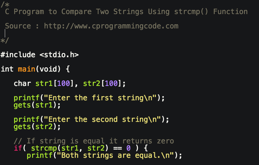 Programming Tutorials: C to Strings strcmp() Function