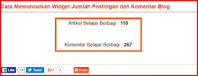 Cara Menampilkan Widget Jumlah Postingan dan Komentar Blog Cara menciptakan widget jumlah posting dan komentar yang secara otomatis tanpa harus login lag Cara Menampilkan Widget Jumlah Postingan dan Komentar Blog
