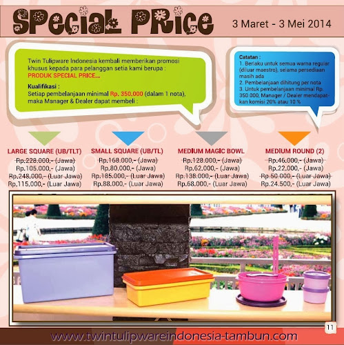 Special Price Twin Tulipware | Maret - April 2014