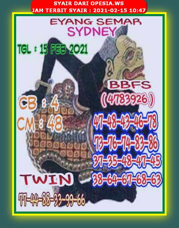 Syair Sdy Hari Ini Senin 15 Februari 2021 Opesia Official