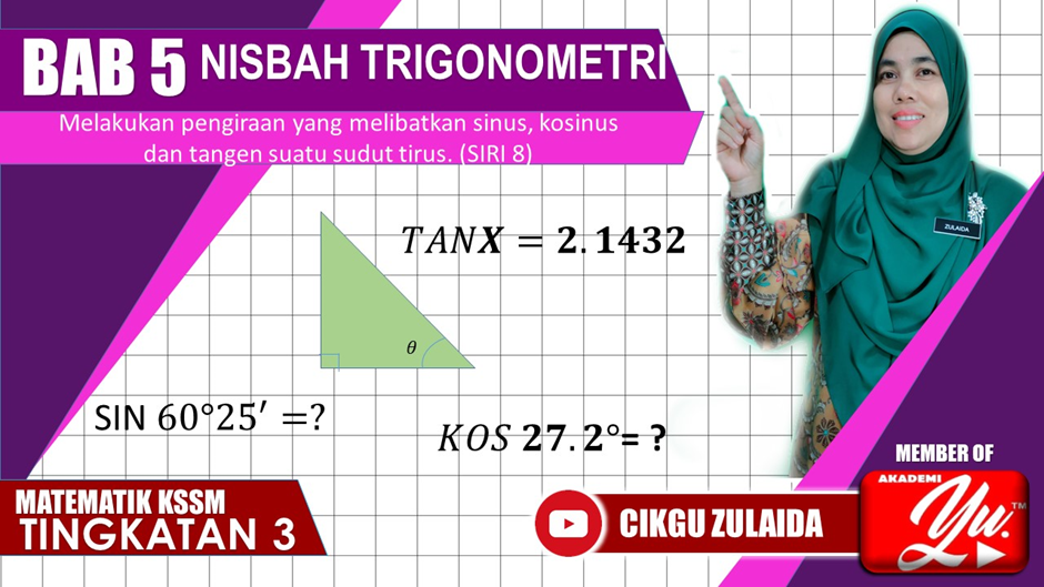 MATEMATIK TINGKATAN 3 5.1.6 Pengiraan Nisbah Trigonometri Suatu Sudut