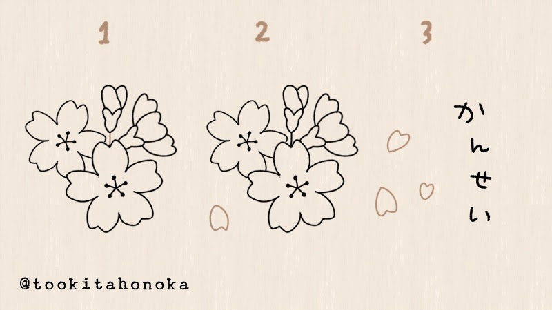 簡単な桜のイラストのかわいい描き方｜4月の春の花・手書き・ボールペン・手帳用