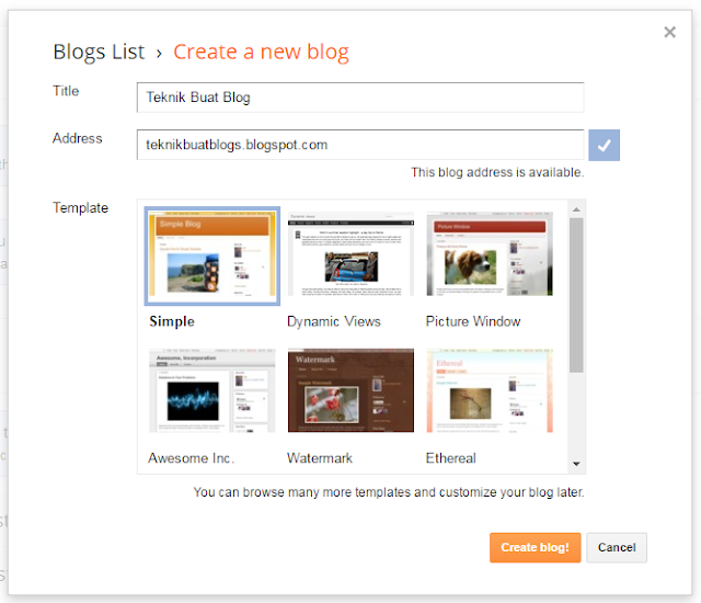 Cara Buat Blog Sendiri Di Blogspot Cara Buat Blog Di Blogspot