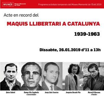 Acte en record del maquis llibertari a Catalunya (1939-1963) al Museu Memorial de l’Exili