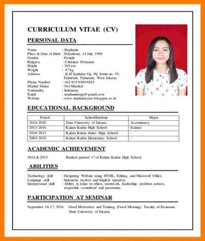 Contoh Curriculum Vitae Yang Baik Birthday Letter