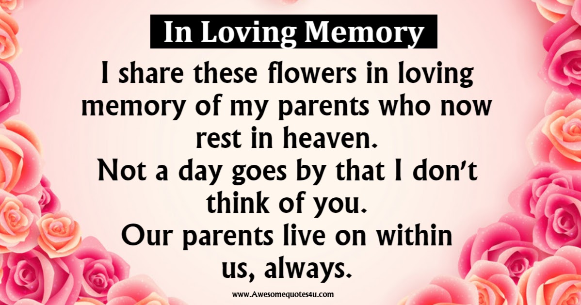 Remembering our parents in Heaven