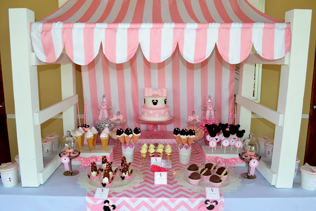 pink minnie mouse dessert table