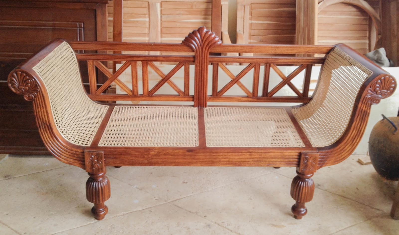 SHAN LANKA FURNITURE Simple Teak Woven Sofa