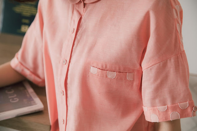 泡泡香檳拼接造型襯衫