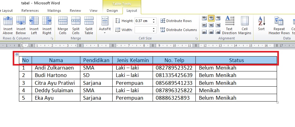 Mengatur Text Direction Dan Alignment Di Dalam Cell Tabel Di Ms Word Teknologi Informasi