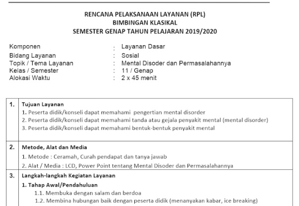 Download Contoh RPL BK 1 Lembar Kelas 12 Kurikulum 2013 Revisi 2020