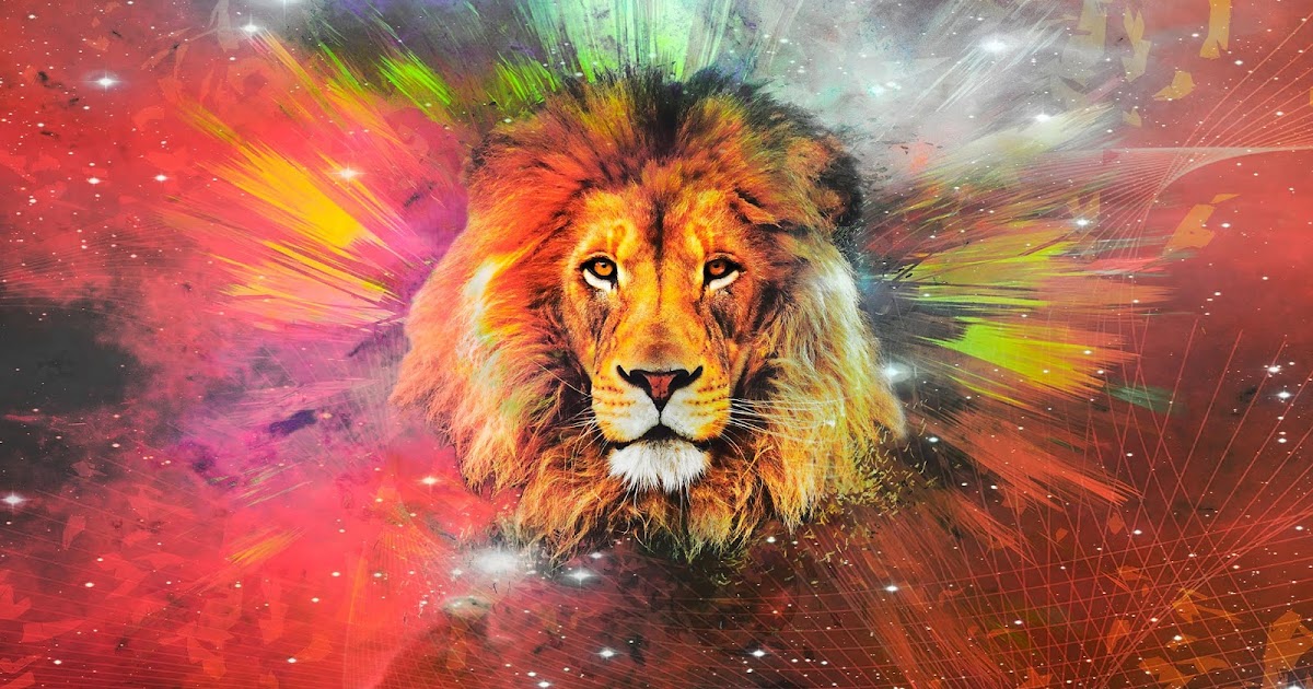 Wallpaper Lion, Artwork, Abstract. Colors