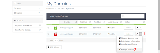 Memanaged Domain di RumahWeb
