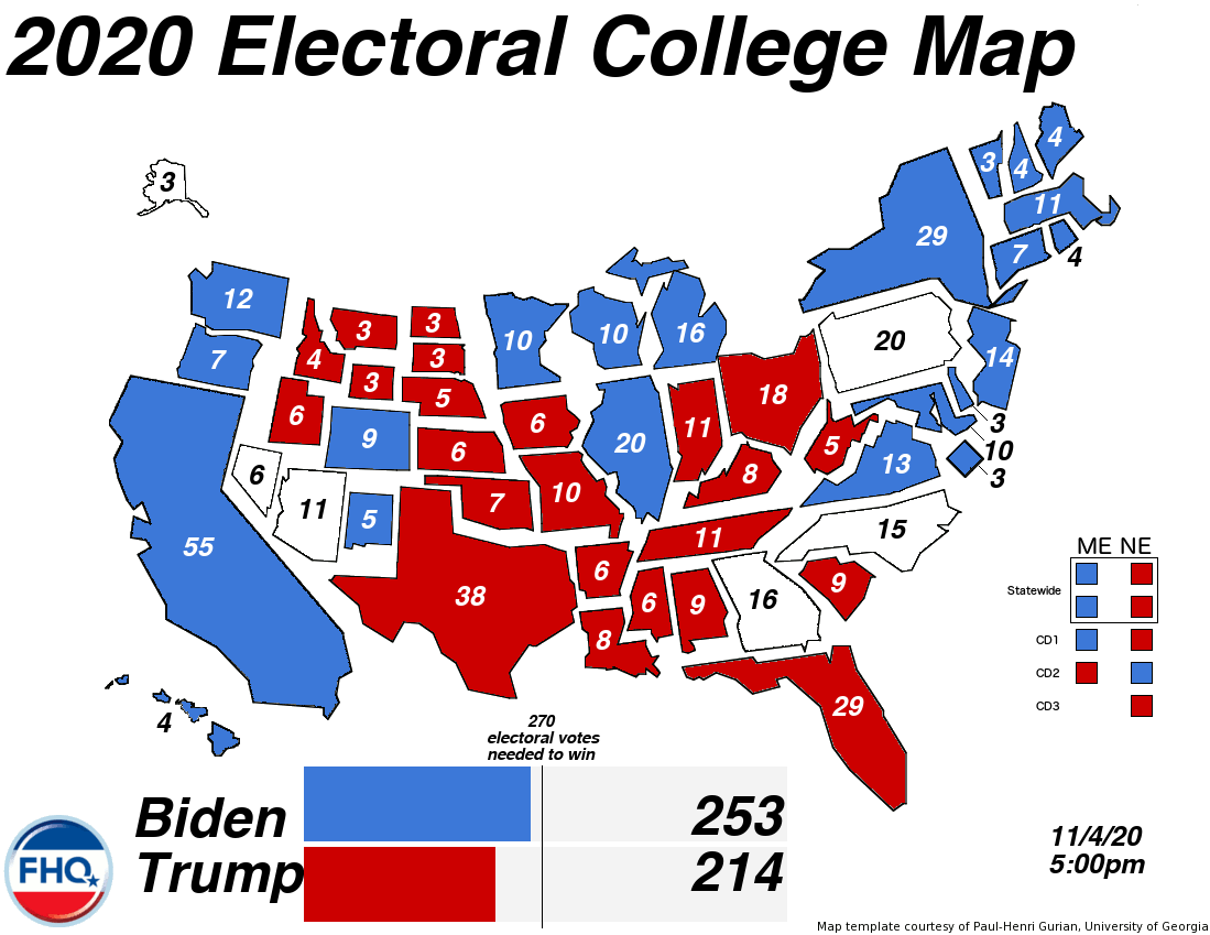 Frontloading Hq The Electoral College Map 11 4 20 Afternoon Update