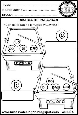 Atividades de alfabetização,formação de palavras