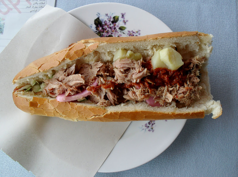 brightly coloured sunflowers Tunisian sandwich/sandwich Tunisien