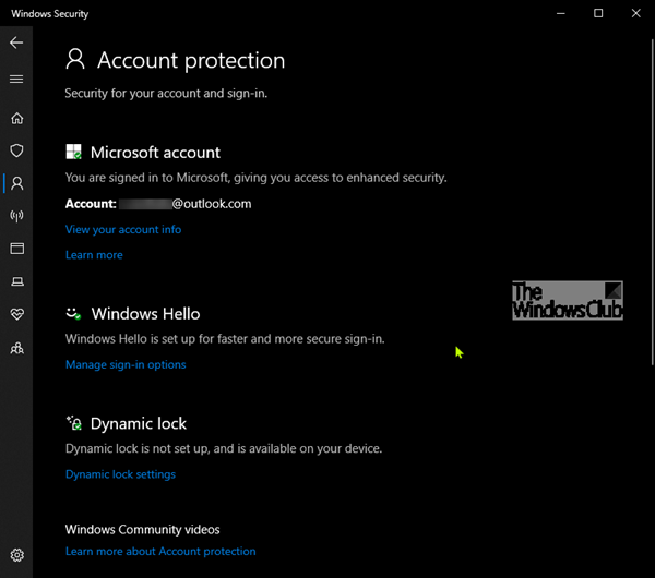 Windows10でのアカウント保護
