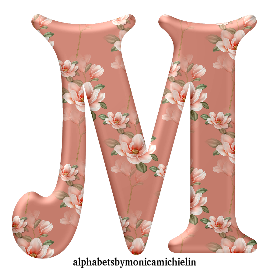 M. Michielin Alphabets: SOFT SALMON MAGNOLIA FLOWER SEAMLESS ALPHABET ...